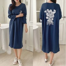 쉬즈미 (OPS-811)네추럴 라운드넥 긴팔 롱원피스 홈웨어 맨투