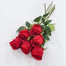 장미 조화 꽃다발 6송이, 레드_6송이