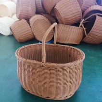 라탄바구니 한강공원 캠핑음식추천 휴대용의자 캠핑밀키트 캠핑꼬치구이 과실주 캠핑고기, 9.다색싱글토트바구니37x29x20