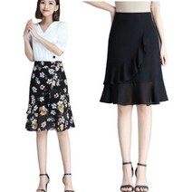 TANC 여름 여성 쉬폰 스커트 머메이드 빅사이즈 치마