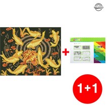 MJS 명화그리기 50 X 40 cm 캔버스형 DIY 세트 유화, K-04 황금잉어 + 서비스