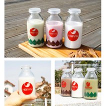 과일쥬스보관 레트로 서울우유병 3타입 하루쥬스 주스병 용기 해독쥬스 뚜껑 건강쥬스