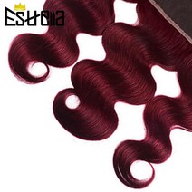 빨간 몸 파 13 × 4 레이스 정면 마감 브라질 Remy 귀에 귀 100% 사람의 모발 손 묶인 Estrella, 04 16 inches_02 Body Wave, 06 #99J