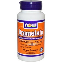 Bromelain 2400GDU/500 mg 60 Vcaps by Now Foods (Pack of 3), 한개옵션0