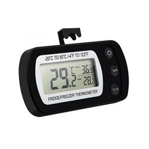 방수 디지털 냉장고 온도계 대형 LCD 디스플레이 자석 후크와 MAX / MIN 레코드 Functio, BK