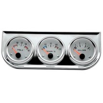 수온 오일 압력 볼트 게이지 52mm 3 인 1 트리플 키트 크롬 베젤 블랙/화이트 페이스 컬러 온도 센서, 01 white