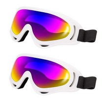 LJDJ 스키 고글 2개 팩 - 스노보드 오토바이 안경 소년 소녀 청소년 남성 여성용152862, White/Colorful Lens