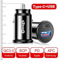 Elough USB 차 충전기 40W 유형 C PD 빠른 QC 3.0 화웨이 Samsung iphone 13 12 pro max를위한 SCP AFC 위탁, 02 QC PD Charger