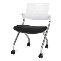 청심의자 타임스터디 사륜형 패브릭 방석 의자 TS-R950, 화이트(바디), 실버(프레임)
