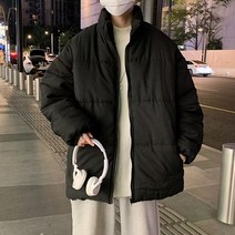 솔리드 하이넥 패딩 남 겨울 도톰한 베이커리 ins 항구풍 루즈핏 패딩 코트