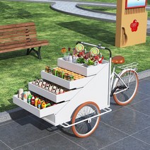 꽃마차 야외 팝업 매대 마차 이동식 판매대 식물 선반, 분홍색+파라솔