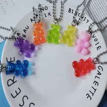 젤리곰 곰돌이 테디베어 목걸이 펜던트 써지컬스틸 체인 목걸이 Length 60cm