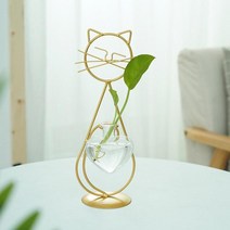 테라리움 어항수경 식물 꽃병 고양이 모양의 테라리움 철 프레임 데스크탑 현대 꽃 냄비