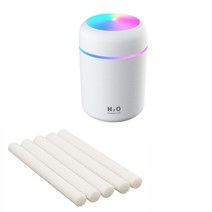 300ml 공기 가습기 usb 초음파 아로마 에센셜 오일 디퓨저 로맨틱 소프트 라이트 가습기 미니 쿨 미스트 메이커 청정기, 흰색 5 필터, 협력사