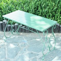 야외의자 유럽 스타일 철제 안뜰 레저 정원 실내 발코니 커피 테이블 및 개, 6.Green table