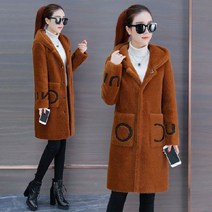 도톰 밍크털 양털 미디롱 후드 코트 하늘비즈 A25 T194G819