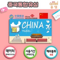 [중국] 중국유심칩 VPN불필요 3일 4일 6일 15일 30일 60일 통화지원 인천 대구공항수령, 중국 차이나모바일 30일 48GB, 1개