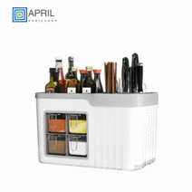 APRIL SHOP 조미료 상자 주방 조미료 랙 조리대 조미료 병 젓가락 보관 상자 다기능 글루타민산 나트륨 소금 조미료 항아리, 하얀색, 특대