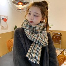 체크무늬목도리 커플 머플러 부드러운 긴 학생 목도리