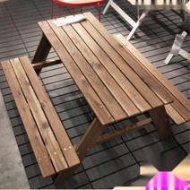 전원주택 야외테이블 농막나무식탁 바베큐 쉼터 마당 테라스 일체형, 원컬러