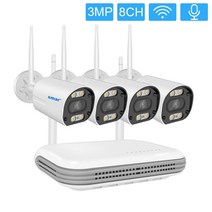 smar 무선 wifi 카메라 키트 3mp 양방향 오디오 ai 얼굴 감지 야외 보안 카메라 8ch nvr 비디오 감시 시스템 icsee, 1t, 8ch nvr 및 4 캠