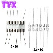 유리관 휴즈 20pcs 3.6x10mm 5x20mm 납 유리 퓨즈 튜브 250v 0.1a 0.5a 1a 1.5a 2a 3a 3.15a 4a 5a 6.3a 8a 10a 15a, 5x20(20개)