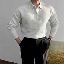 남자 겨울 반집업 카라 울 캐시미어 니트