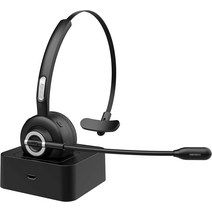 붐 마이크와 충전 도크가 장착된 mee audio h6d 블루투스 무선 헤드셋 블랙, 붐 마이크가 장착된 모노 온이어 헤드셋