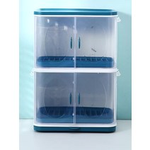 주방 플라스틱 이중 아스팔트 찬장 가정용 덮개 식기 먼지 방지 찬장 수납 설치물 아스팔트 찬장 대리 발송, 녹색 3층