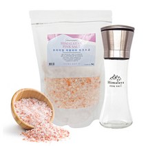 히말라야 핑크솔트 굵은 소금 1kg 스텐 그라인더 증정 수입자 직판, 핑크소금 굵은입자1kg + 스텐그라인더1개, 1세트