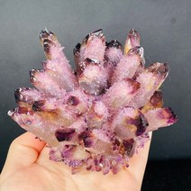 스톤 1 pcs 천연 보라색 유령 팬텀 석영 클러스터 락 및 미네랄 치유 원석 크리스탈, 400-450g