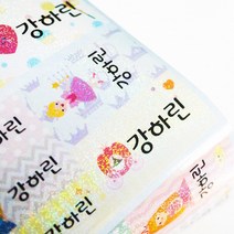 네임스티커 혼합사이즈 5종 방수이름스티커 투명 홀로, 혼합사이즈 공주펄