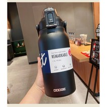 원터치 대용량보온병 대형 보온 보냉병 2리터 텀블러 물병, 블랙, 1700ml