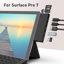 Microsoft Surface Pro7 USB C 허브 빌드인 SD/TF 카드 리더 4K HDMI 호환 RJ45 기가비트 이더넷 PD 어댑터 도킹 스테이션, 7 in 1 USB와 PD