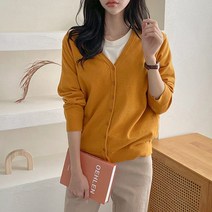 여자 버튼 브이넥 롱 기본 가을 가디건