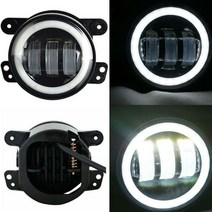 LED 안개 4 "인치 범퍼 조명 오프로드 램프 지프 랭글러 JK 닷지 여행 매그넘 충전기 어셈블리, 한개옵션1, 06 White Halo