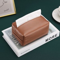 퓨어 컬러 마카롱 티슈 케이스 가죽 냅킨 수납 가방 크리에이티브 레스토랑 종이 뽑기 자동차 인스 소프트, 브라운/도톰핏