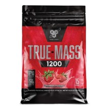 BSN 비에스엔 트루매스 1200 프로틴 웨이트게이너 신타 게이너 체중증가 단백질 파우더 15 SERVING 대용량 포대 4.6kg 1개, 스트로베리