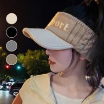 업타운걸스 골프 썬 캡 꽈배기 니트 선바이저 모자 겨울 여성 골