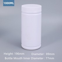 300ML-1000MLPlastic Jar Blow 성형 알루미늄 호일 가스켓이있는 HDPE 소재 스크류 캡 흰색 플라스틱 탱크 밀봉 누출 방지 1 pcs, [03] 1000ML WHITE