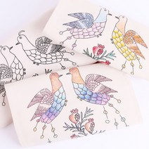 에코백 만들기 DIY 캔버스 무지 가방 에코벡 컬러링 보조 천가방 꾸미기 미술 초등 학교 학생 유아 민화 그림 색칠 공부 놀이 민화 체험, 모란 에코백