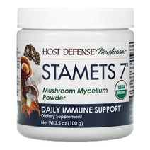 Fungi Perfecti Stamets 7 버섯균사체 파우더 데일리 이뮨 써포트 100g(3.5oz), 4병, 100g