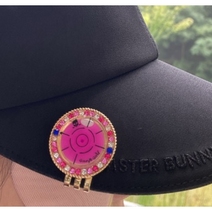 금장수평계볼마커 필드용품 선물 자석클립 포함 퍼팅라이, 큐빅핑크 + 자석클립