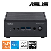 에이수스 ASUS 미니PC PN42-B-SN005MV N100 DDR4 4GB RAM / NVMe 512GB 모니터 VGA HDMI DP 지원 듀얼랜, 단품
