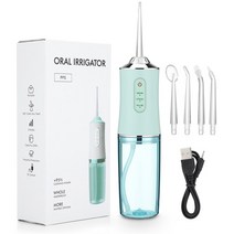 스파클링 구강 세척기 세정기 구강세정기 치아미백 치실 강력한 워터 제트 Flosser 입 휴대용 Irrigat, 03 Green Oral Irrigator