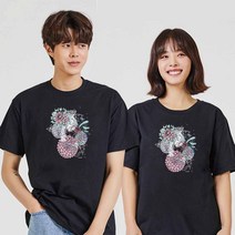 꽃 디지털프린팅 인쇄티셔츠 반팔티 오버핏 i-cre