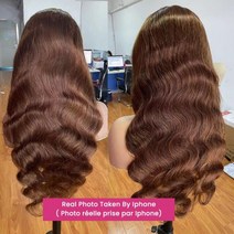 [케이로] 403385 허니 블론드 컬러 레이스 프론트 인모 가발 바디 웨이브 염색 가능 레드 브라운 27 13x4 33B, 16 inches, 180Density_#4