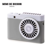 미미드비숑 예쁜 카메라 휴대용 미니 목걸이 선풍기 저소음 3단조절, 미미드비숑 카메라 선풍기 그레이