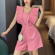 새로이 I6TG4TD2 여성 여름 반팔 슬림핏 캐주얼 점프슈트