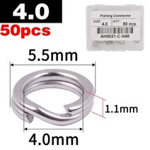 50pcs 304 스테인레스 스틸 커넥터 낚시 분할 반지 회전 3 #-8 # 더블 서클 라운드 스냅 루어 오픈 잉어 낚시 액세서리, 50 pcs, Size3